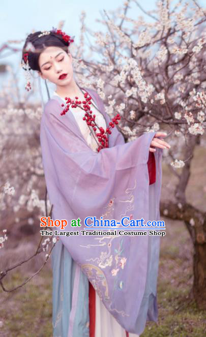 Chinese Ancient Imperial Consort Historical Costume Traditional Song Dynasty Court Embroidered Hanfu Dress for Women
