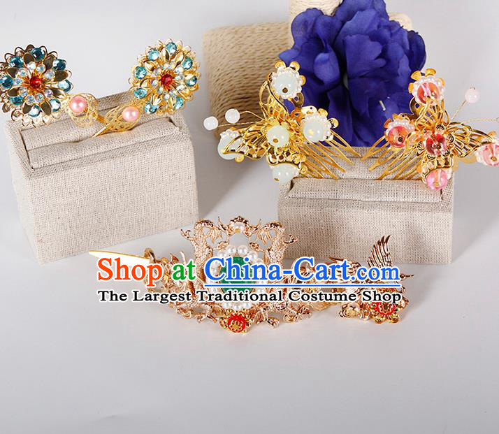 China Ancient Princess Hairpins Chinese Traditional Hanfu Tang Dynasty Hair Comb Hair Accessories for Women