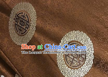 Asian Chinese Traditional Longevity Pattern Design Bronze Brocade Fabric Silk Fabric Chinese Fabric Asian Material
