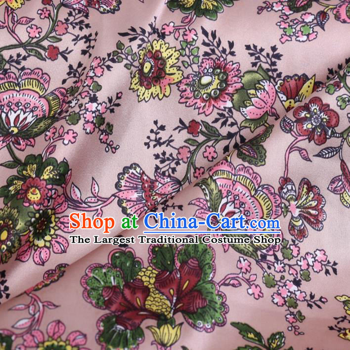 Chinese Traditional Cockscomb Pattern Design Pink Satin Watered Gauze Brocade Fabric Asian Silk Fabric Material