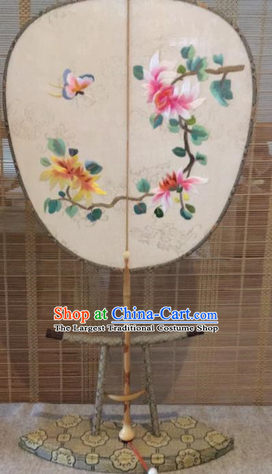 Chinese Traditional Hanfu Embroidered Flowers Silk Palace Fans Ancient Princess Dance Fan for Women