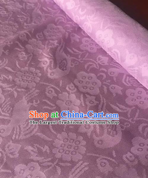 Chinese Traditional Flower Bird Pattern Design Lilac Brocade Fabric Asian Silk Fabric Chinese Fabric Material