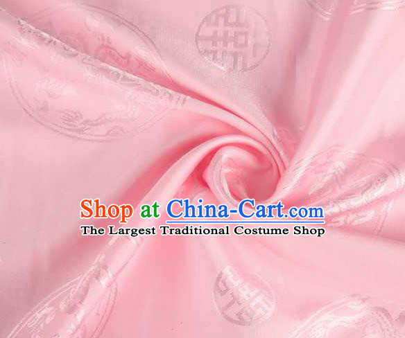 Chinese Classical Round Dragon Pattern Design Pink Brocade Traditional Hanfu Silk Fabric Tang Suit Fabric Material