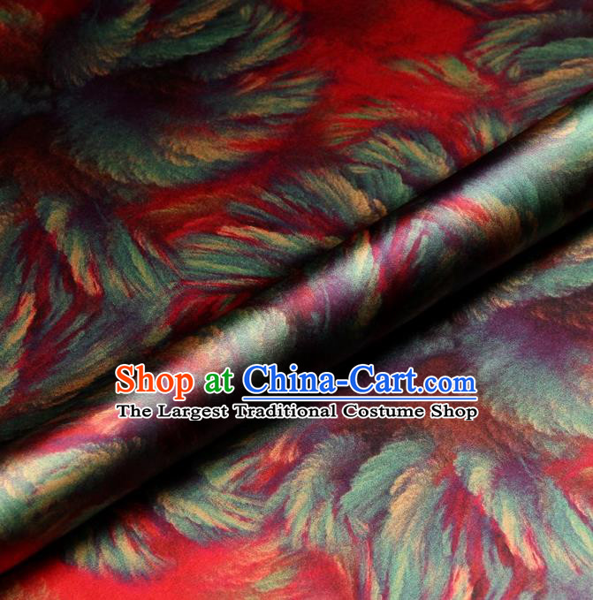 Chinese Traditional Pattern Design Red Satin Watered Gauze Brocade Fabric Asian Silk Fabric Material