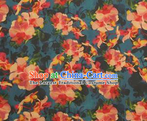 Chinese Traditional Pattern Design Lake Blue Satin Watered Gauze Brocade Fabric Asian Silk Fabric Material