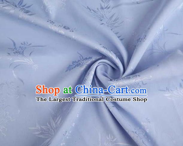 Chinese Classical Bamboo Chrysanthemum Pattern Design Lilac Brocade Traditional Hanfu Silk Fabric Tang Suit Fabric Material