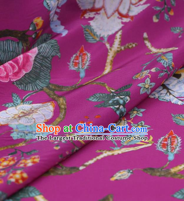 Traditional Chinese Satin Classical Roses Pattern Design Rosy Watered Gauze Brocade Fabric Asian Silk Fabric Material
