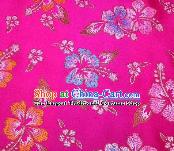 Chinese Classical Flower Pattern Design Rosy Brocade Asian Traditional Hanfu Silk Fabric Tang Suit Fabric Material