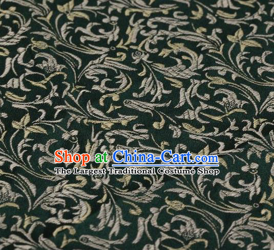 Chinese Classical Scroll Pattern Design Atrovirens Brocade Asian Traditional Hanfu Silk Fabric Tang Suit Fabric Material