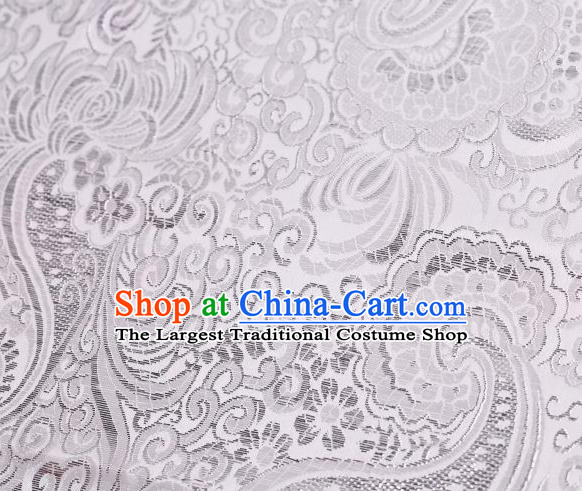 Chinese Classical Charonia Tritonis Pattern Design White Brocade Asian Traditional Hanfu Silk Fabric Tang Suit Fabric Material