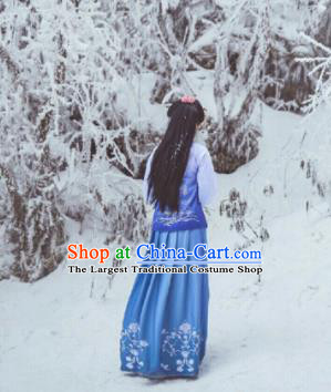 Traditional Chinese Ming Dynasty Aristocratic Lady Embroidered Hanfu Dress Ancient Drama Historical Costume for Women