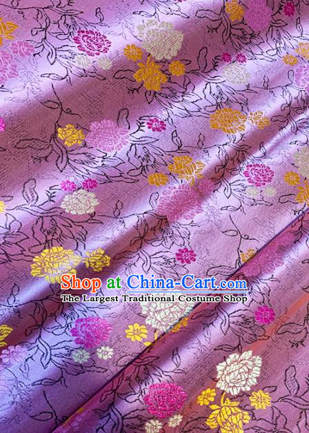 Chinese Classical Peony Pattern Design Pink Brocade Drapery Asian Traditional Cheongsam Silk Fabric Tang Suit Fabric Material