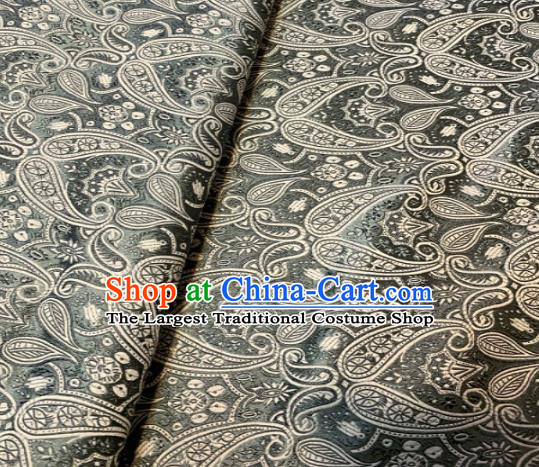 Chinese Classical Birdfoot Pattern Design Grey Brocade Drapery Asian Traditional Tang Suit Silk Fabric Material