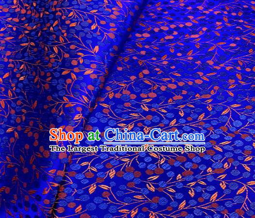 Chinese Classical Little Flowers Pattern Design Royalblue Brocade Drapery Asian Traditional Tang Suit Silk Fabric Material