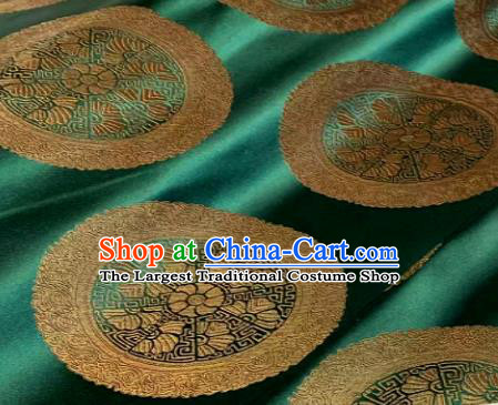 Chinese Classical Green Satin Traditional Wheel Pattern Design Brocade Drapery Asian Tang Suit Silk Fabric Material