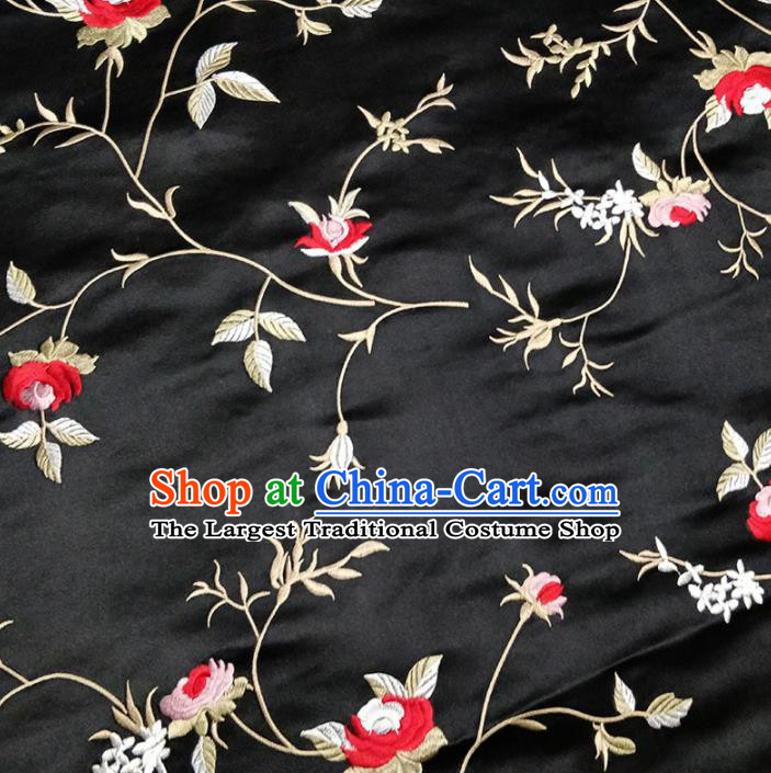 Traditional Chinese Classical Cirrus Pattern Design Fabric Black Brocade Tang Suit Satin Drapery Asian Silk Material
