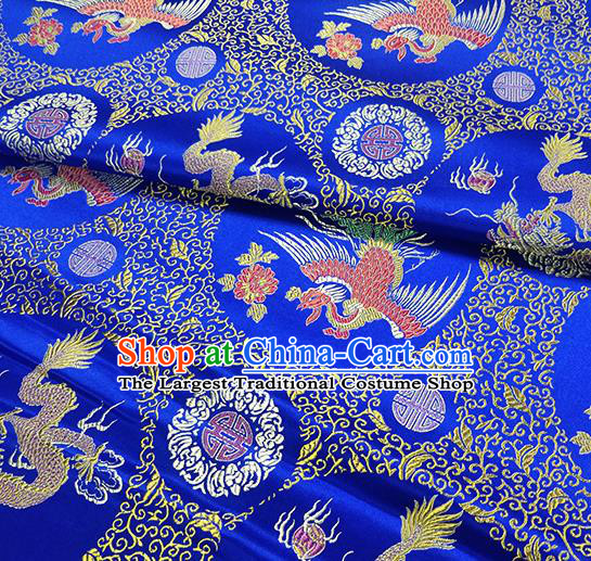 Traditional Chinese Classical Phoenix Pattern Design Fabric Royalblue Brocade Tang Suit Satin Drapery Asian Silk Material