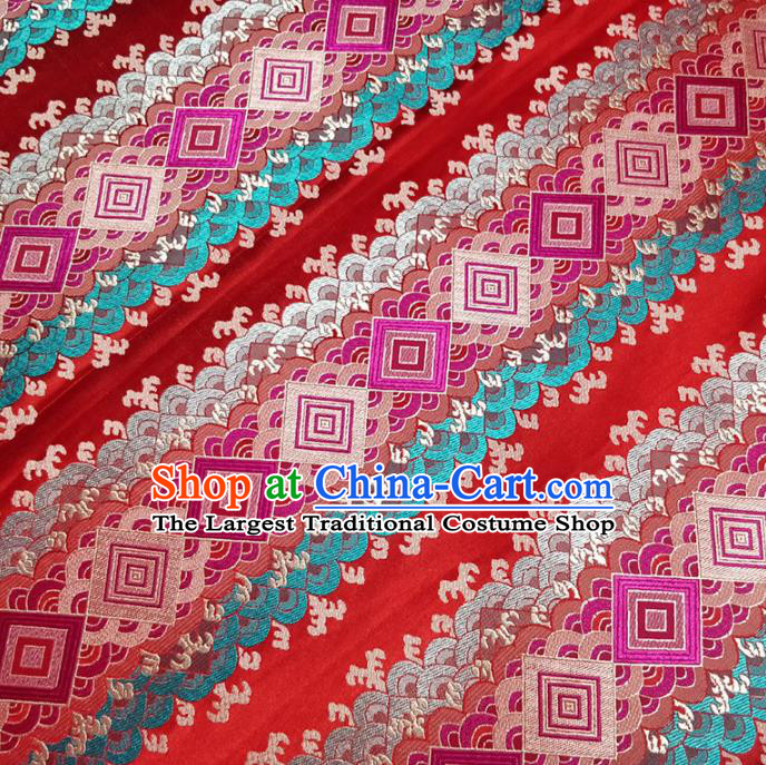 Traditional Chinese Classical Pattern Design Fabric Red Brocade Tang Suit Satin Drapery Asian Silk Material