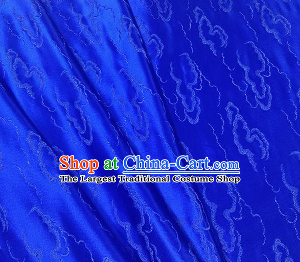 Traditional Chinese Classical Auspicious Clouds Pattern Design Fabric Royalblue Brocade Tang Suit Satin Drapery Asian Silk Material