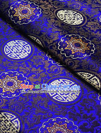 Traditional Chinese Pattern Design Royalblue Brocade Classical Satin Drapery Asian Tang Suit Silk Fabric Material