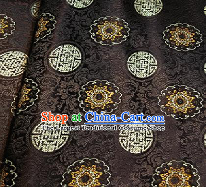 Traditional Chinese Pattern Design Brown Brocade Classical Satin Drapery Asian Tang Suit Silk Fabric Material