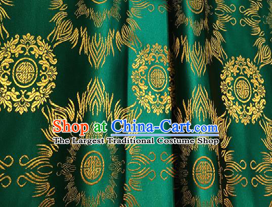 Traditional Chinese Classical Pattern Design Green Brocade Satin Drapery Asian Tang Suit Silk Fabric Material