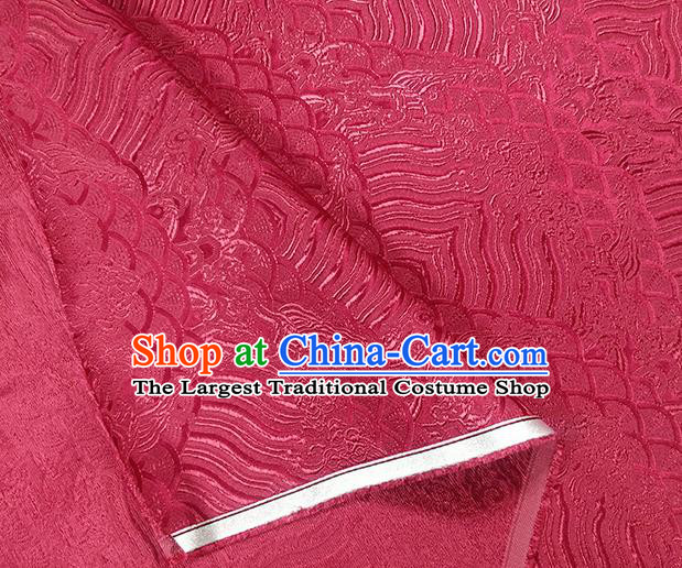 Traditional Chinese Classical Sea Waves Pattern Design Fabric Wine Red Brocade Tang Suit Satin Drapery Asian Silk Material