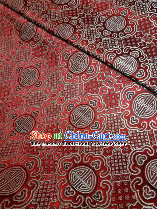 Asian Chinese Royal Pattern Design Red Brocade Fabric Traditional Tang Suit Satin Classical Drapery Silk Material