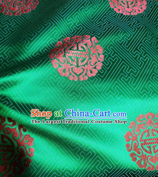 Asian Chinese Royal Propitious Pattern Design Green Brocade Fabric Traditional Tang Suit Satin Classical Drapery Silk Material