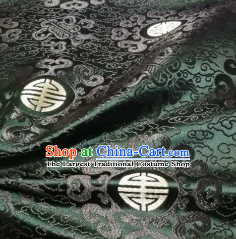 Asian Chinese Royal Pattern Design Atrovirens Brocade Mongolian Robe Fabric Traditional Satin Classical Drapery Silk Material