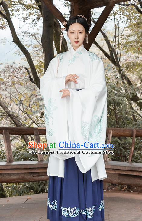 Asian Chinese Ancient Dowager Embroidered Hanfu Dress Traditional Ming Dynasty Nobility Lady Historical Costume for Women