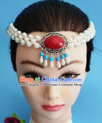 Chinese Traditional Mongol Nationality Hair Clasp Mongolian Ethnic Dance Headband Accessories for Women