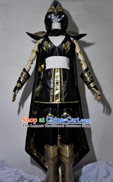 Chinese Traditional Cosplay Knight Black Costume Ancient Swordsman Dress for Women