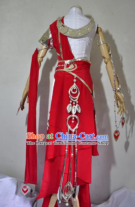 Chinese Traditional Cosplay Young Lady Costume Ancient Female Swordsman Red Dress for Women