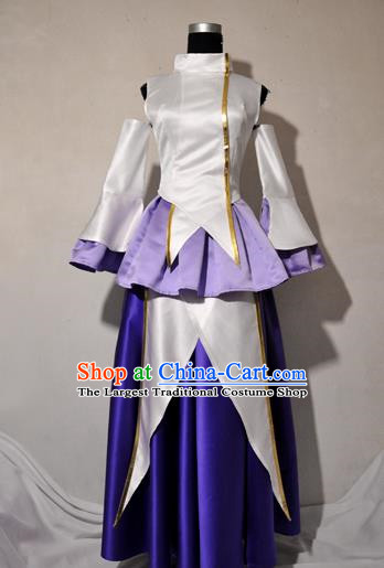Top Grade Cosplay Young Lady Costume Ancient Female Swordsman White Dress for Women