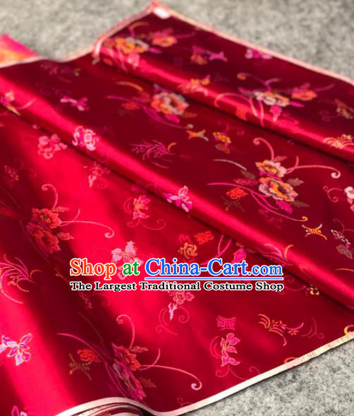 Traditional Chinese Rosy Silk Fabric Classical Pattern Design Brocade Fabric Asian Satin Material