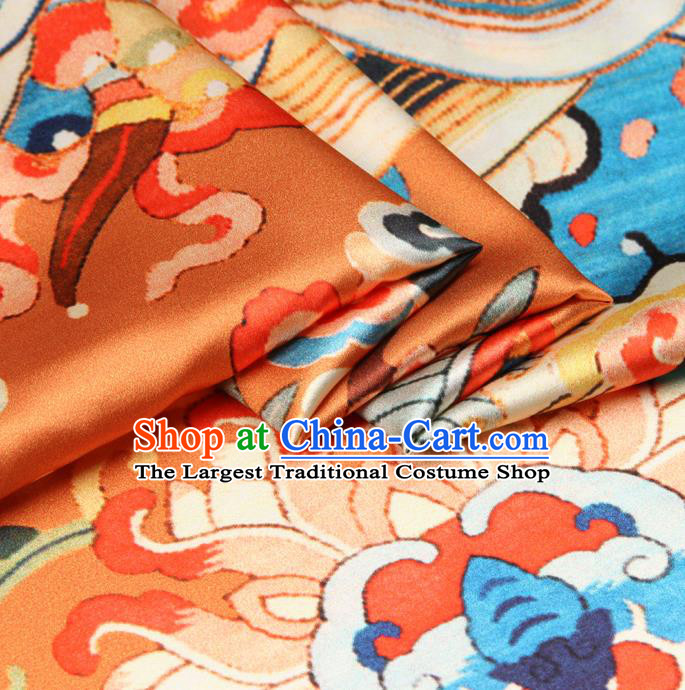 Chinese Traditional Classical Cloud Dragon Pattern Golden Brocade Damask Asian Satin Drapery Silk Fabric
