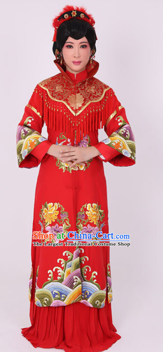 Chinese Traditional Peking Opera Wedding Costume Ancient Bride Red Dress for Women