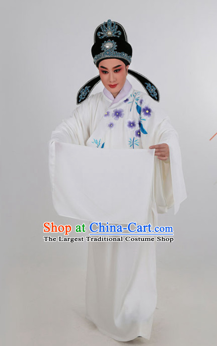 Chinese Traditional Beijing Opera Niche White Robe Ancient Scholar Childe Costume for Men