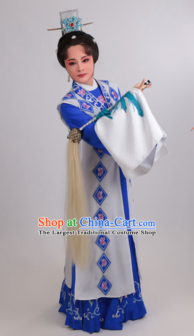 Chinese Traditional Peking Opera Actress Dress Ancient Taoist Nun Embroidered Costume for Women