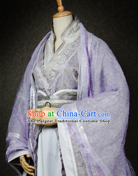 Chinese Traditional Cosplay Nobility Childe Lilac Costume Ancient Swordsman Hanfu Clothing for Men