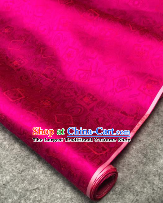 Traditional Chinese Rosy Silk Fabric Classical Peony Pattern Design Brocade Fabric Asian Satin Material