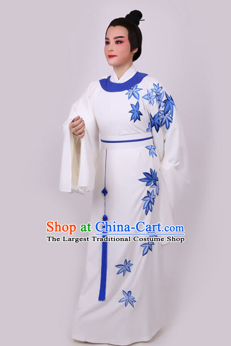 Chinese Traditional Beijing Opera Niche White Robe Ancient Nobility Childe Costume for Men