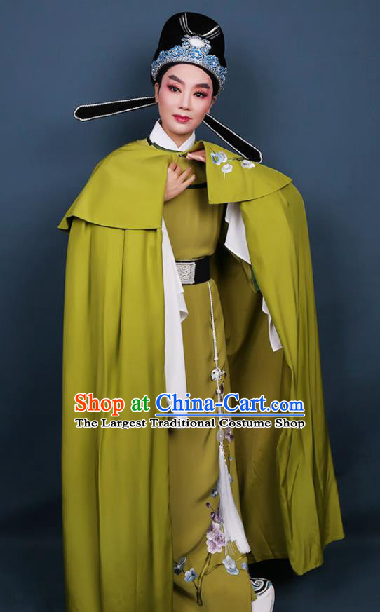 Chinese Traditional Beijing Opera Niche Olive Green Robe Ancient Scholar Nobility Childe Costume for Men