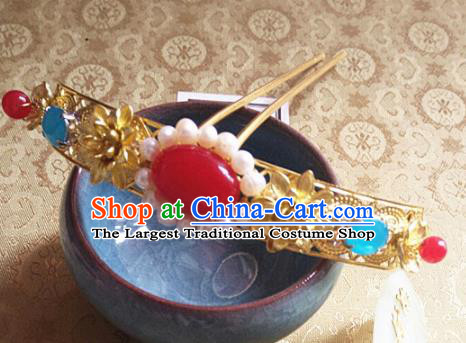 Chinese Ancient Princess Hair Clip Golden Hairpins Traditional Hanfu Palace Hair Accessories for Women