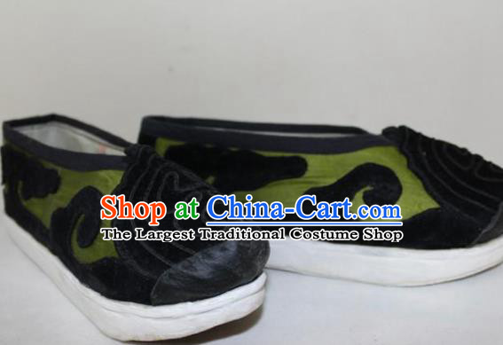 Chinese Ancient Landlord Green Cloth Shoes Traditional Beijing Opera Old Male Shoes for Men