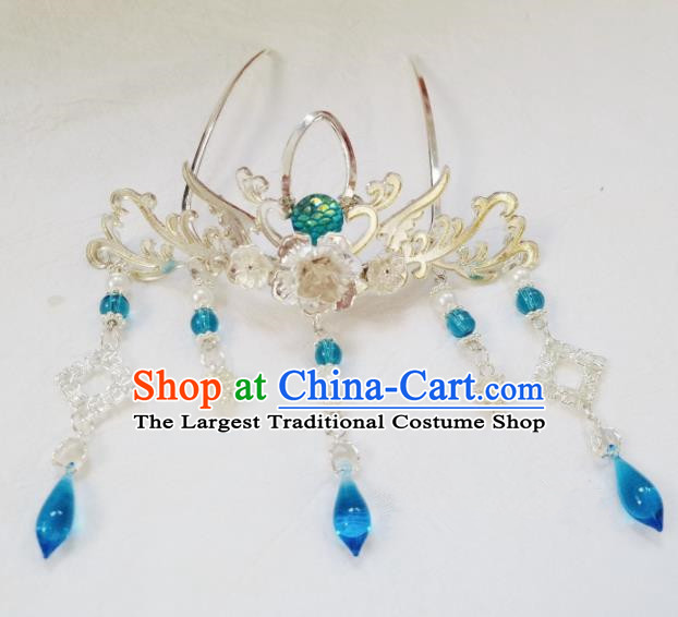 Chinese Ancient Princess Hairpins Palace Crystal Tassel Hair Crown Traditional Hanfu Hair Accessories for Women