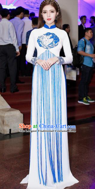 Asian Vietnam Traditional Court Dress Vietnamese National Classical Ao Dai Cheongsam for Women