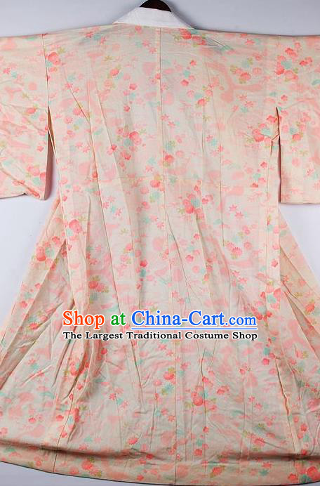 Japanese Traditional Ceremony Costume Printing Peach Blossom Furisode Kimono Asian Japan National Yukata Dress for Women