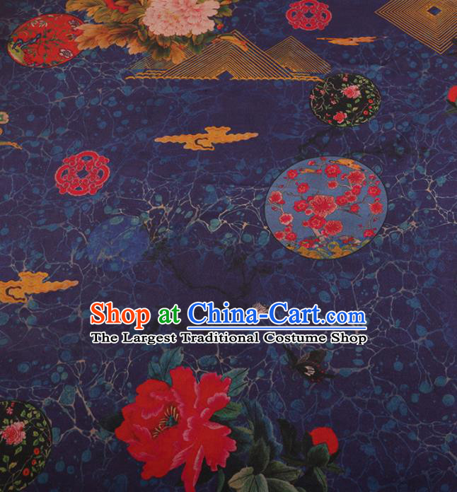 Traditional Chinese Classical Peony Pattern Design Deep Purple Gambiered Guangdong Gauze Asian Brocade Silk Fabric
